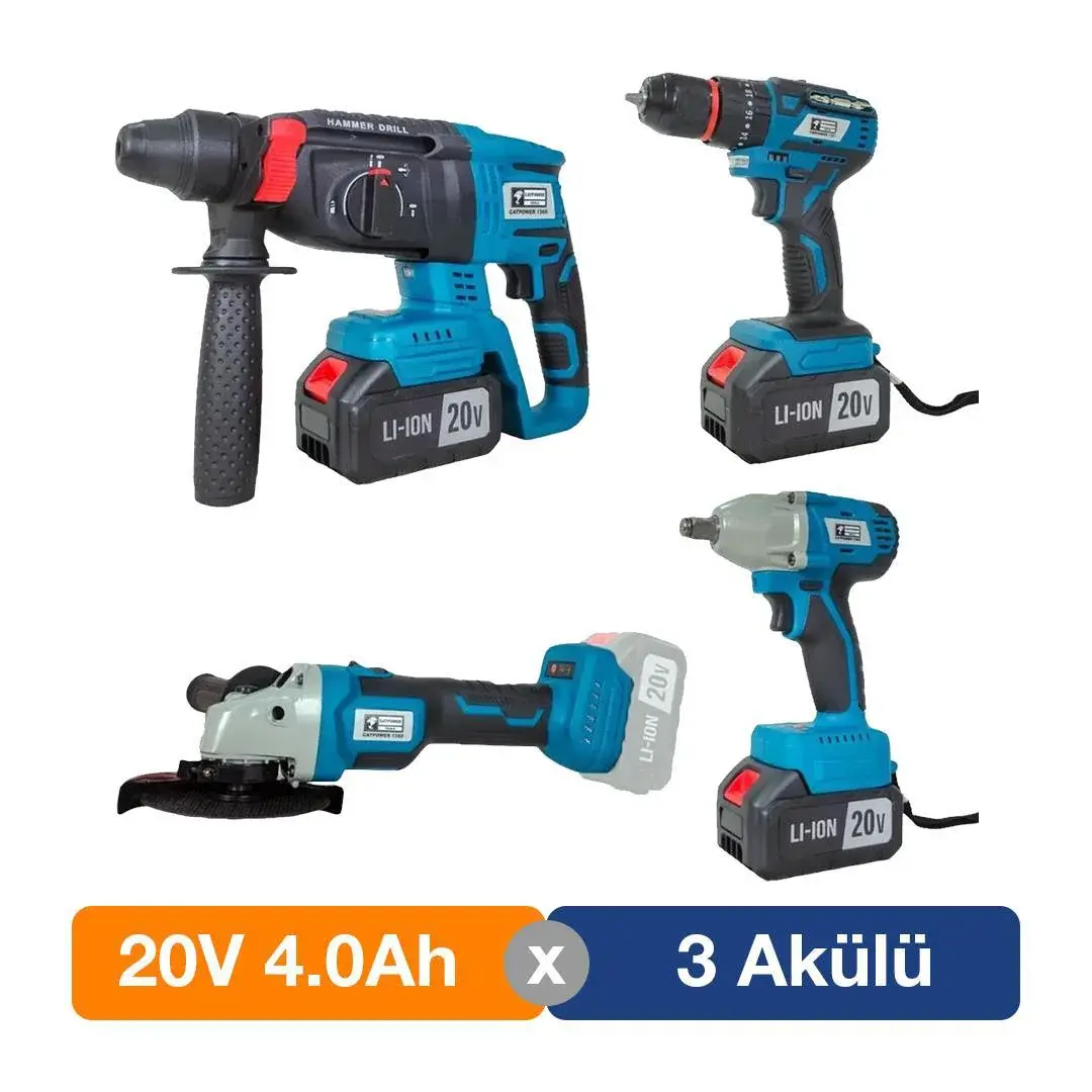CatPower 1380 Akülü Vidalama Kırıcı Taşlama Somun Sıkma Makinesi Seti