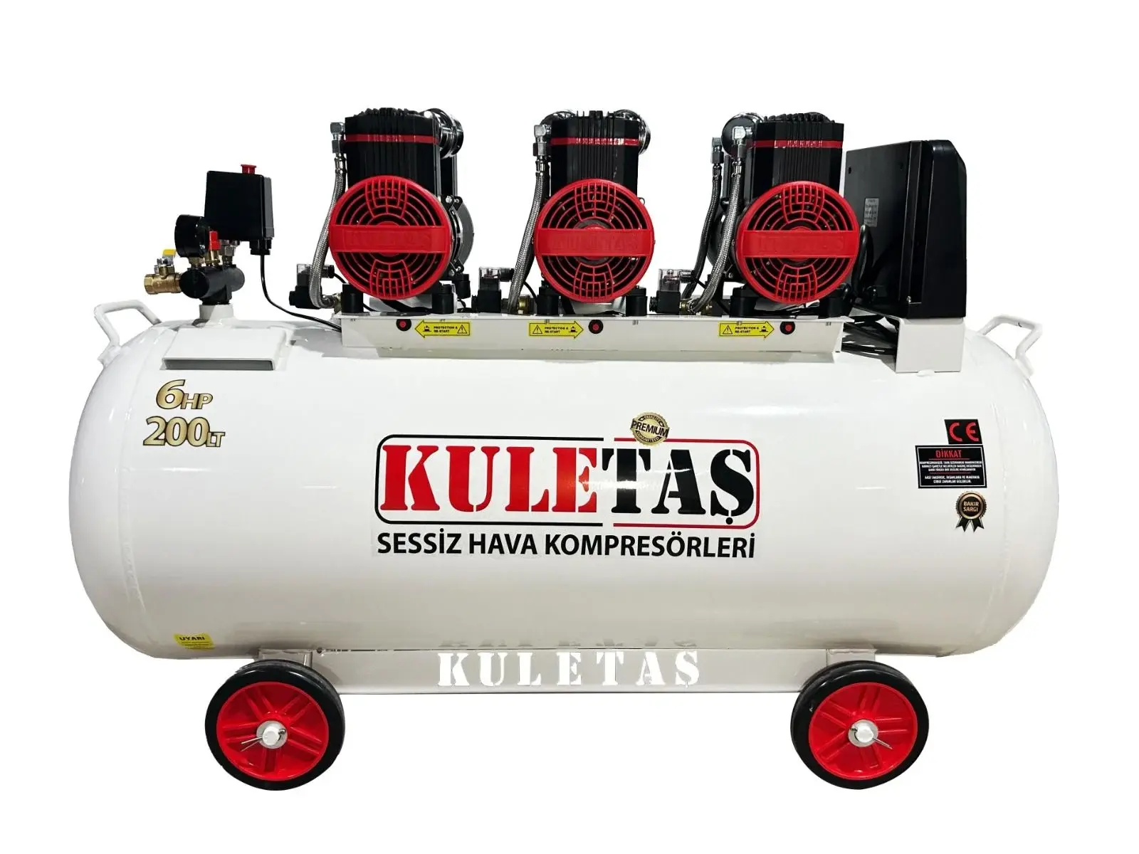 Kuletaş 200 Litre 6 HP Sessiz & Yağsız Premium Kafa Hava Kompresörü