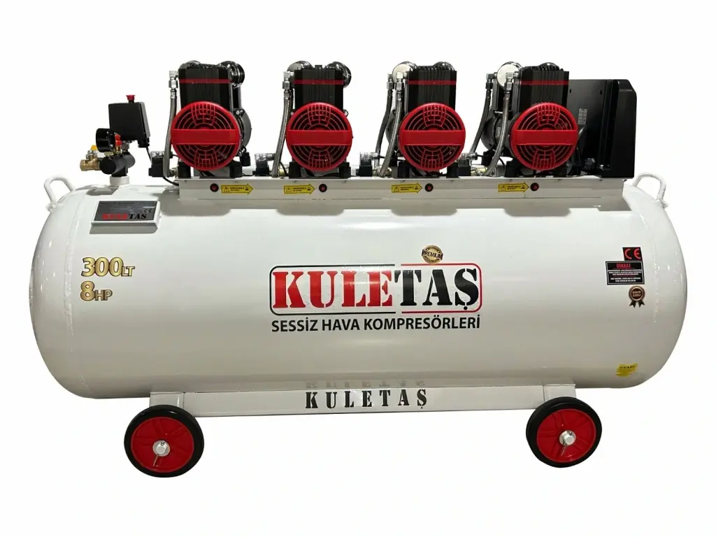 Kuletaş 300 Litre 8 HP Sessiz & Yağsız Premium Kafa Hava Kompresörü