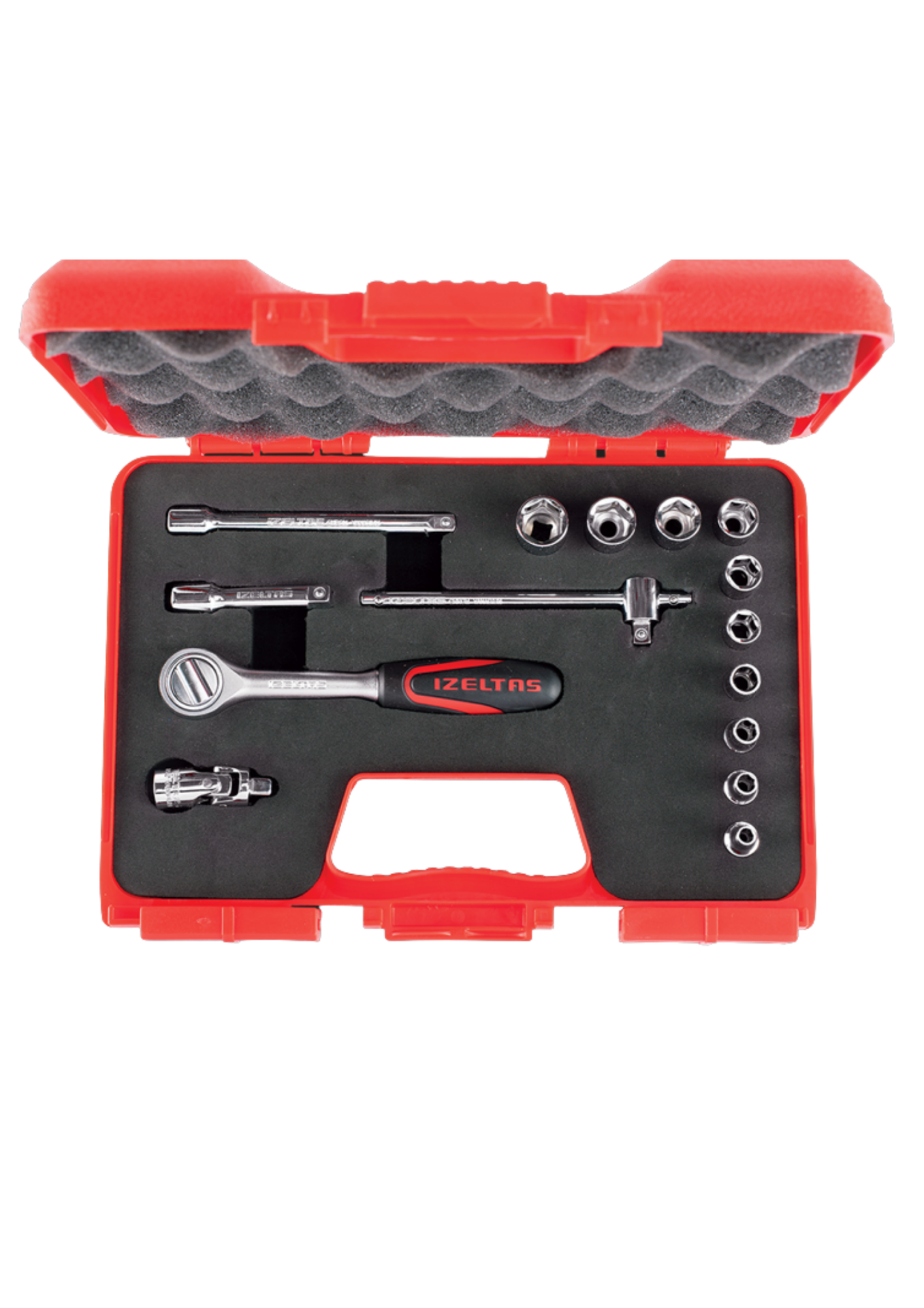 İZELTAŞ 1/4'' ALTI KÖŞE DERİN LOKMA ANAHTAR TAKIMI (15 PARÇA) 1107 00 6015