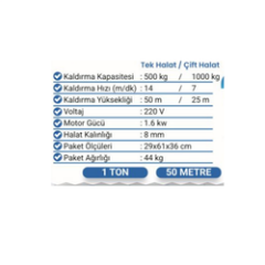 SHUN 1 TON 50 METRE  PROFESYONEL VİNÇ 220 VOLT