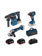Bosch Gbh 18v-26 Akülü Kırıcı Delici + Gdx 18v-200 Akülü Darbeli Somun Sıkma + Gws 18v-10 Akülü Avuç Taşlama Üçlü SET 0.615.990.N21