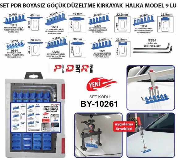 Pdr Boyasız Göçük Düzeltme Kırkayak Halka Model 9 Lu