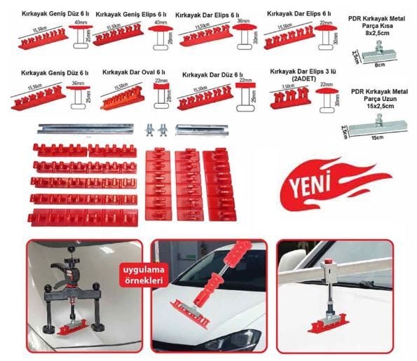 Pdr Boyasız Göçük Düzeltme Plastiği Öpücük Kırkayak Set 11 parça