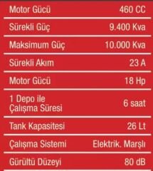 ATLAS MP 10100 E BENZİNLİ JENERATÖR 220v
