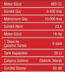 ATLAS MP 10100 E BENZİNLİ JENERATÖR 220v