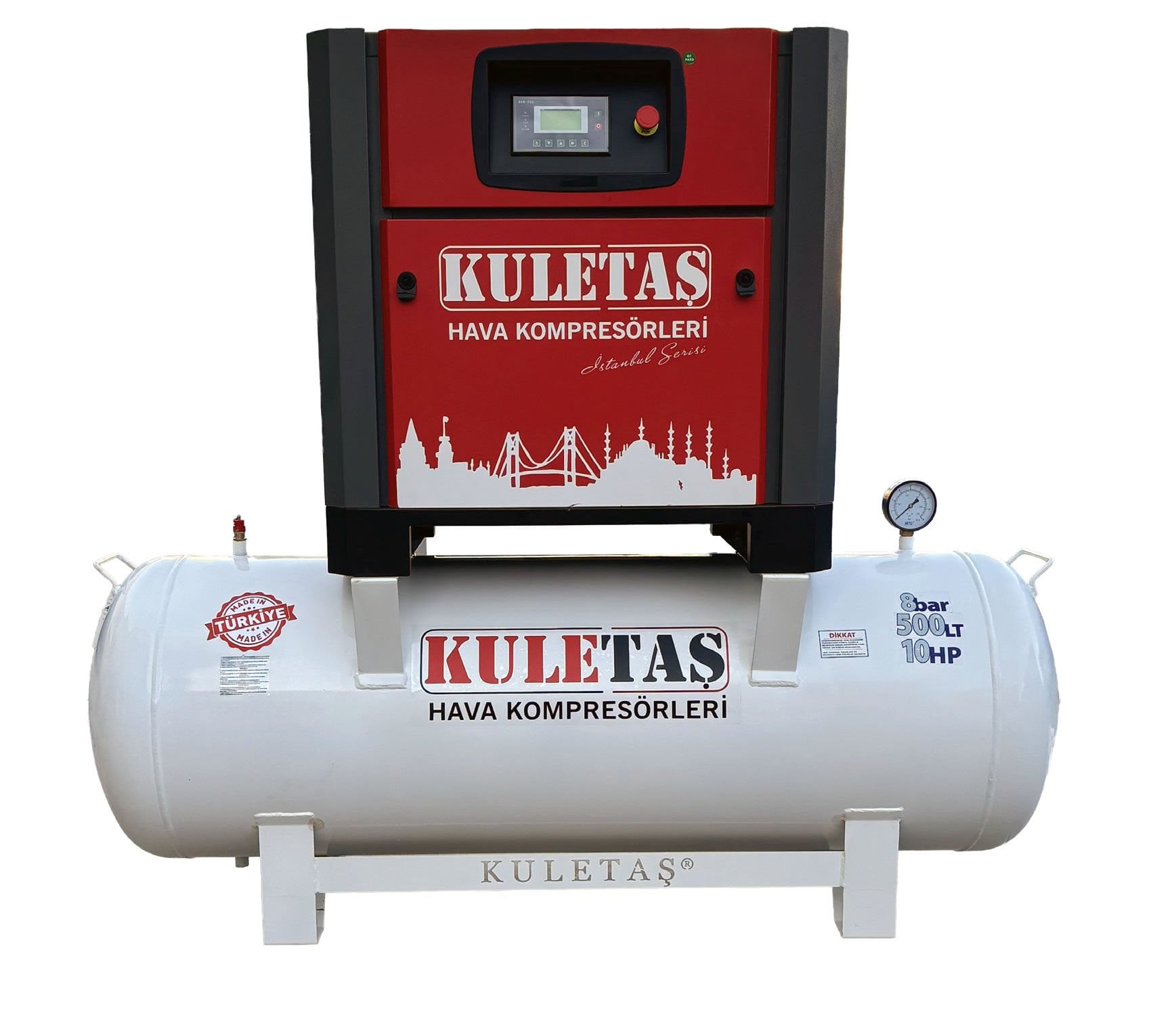 Kuletaş 500 Lt 10 Hp Endüstriyel Tank Üstü Vidalı Hava Kompresörü