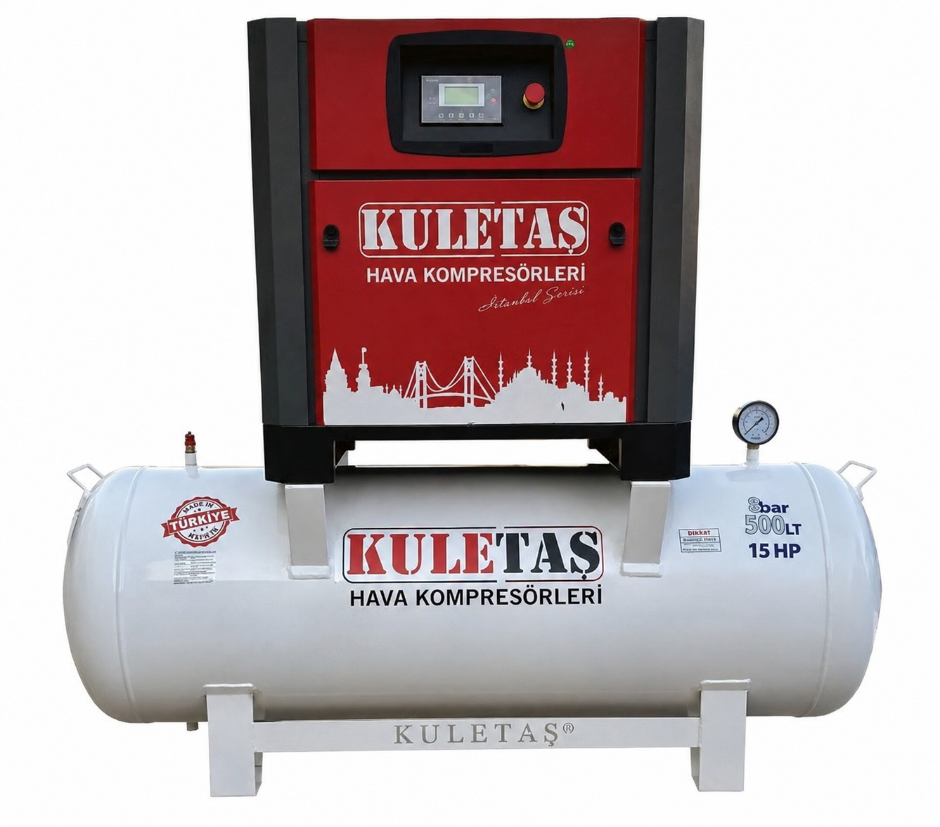 500 LİTRE 15 HP ENDÜSTRİYEL TANK ÜSTÜ VİDALI HAVA KOMPRESÖRÜ