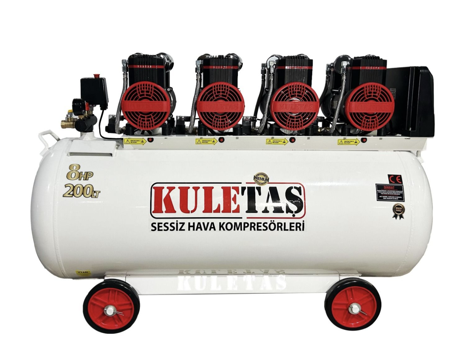 KULETAŞ 200 LİTRE 8HP SESSİZ HAVA KOMPRESÖRÜ PREMİUM KAFA