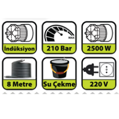 HAİS 210 BAR İNDÜKSİYON MOTORLU BASINÇLI YIKAMA MAKİNESİ