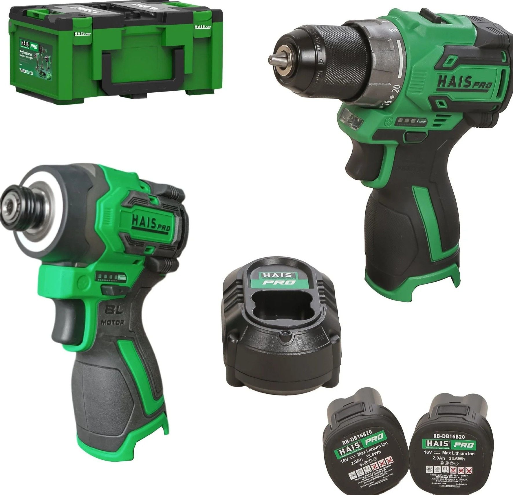 HAISPRO Profesyonel 16 V Akülü El Aletleri Seti 2'Lİ SET - 1 RB-03