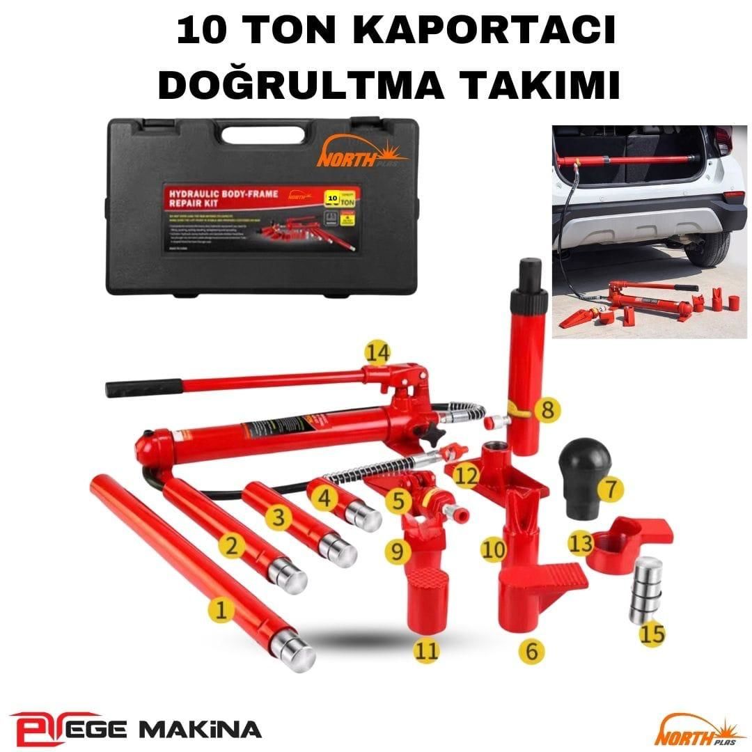 NORTH PLAS 10 Ton Hidrolik Doğrultma Takımı (Pompalı Kriko)