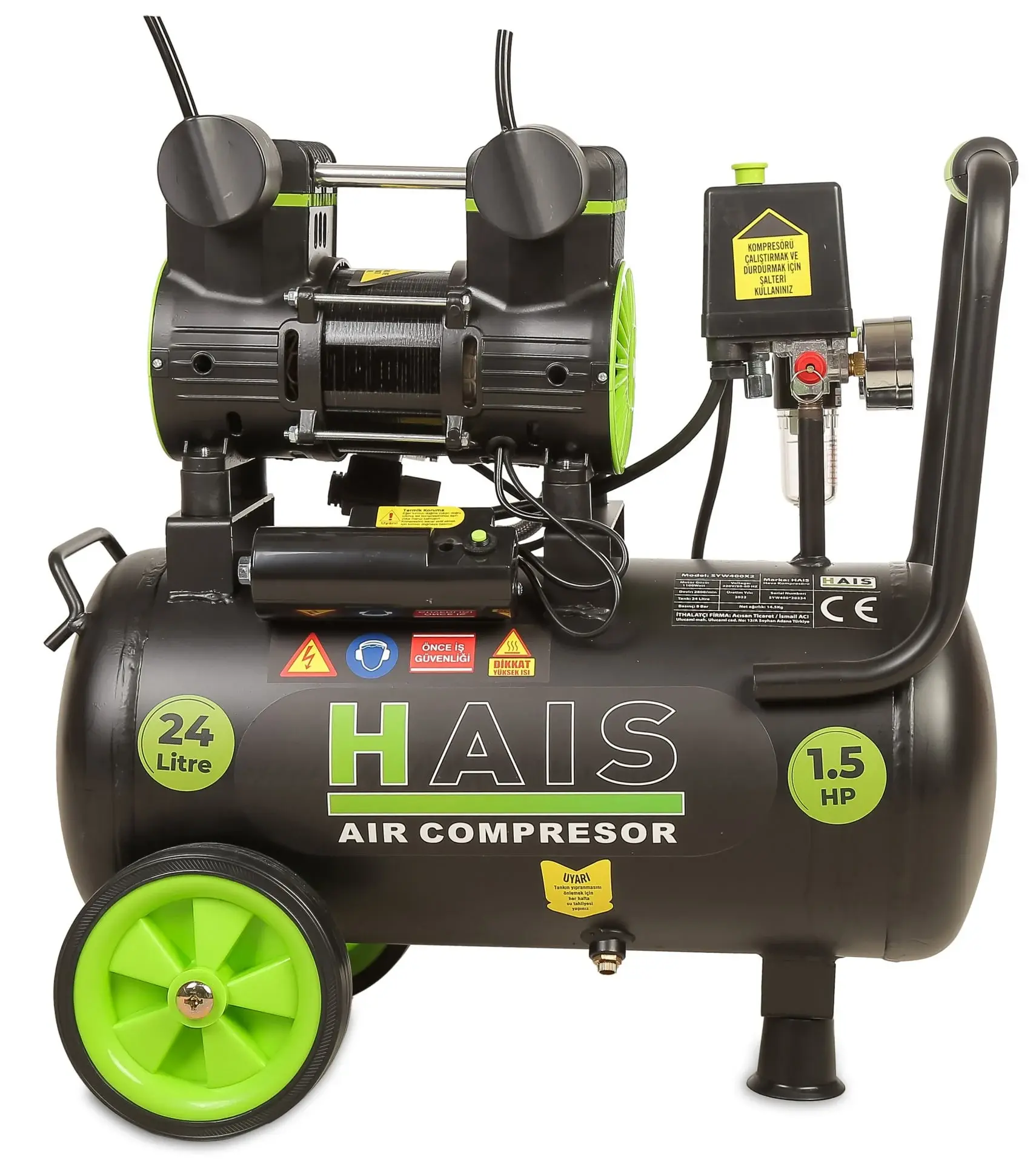 Hais 24 Litre Sessiz Yağsız Hava Kompresörü 1,5 Hp