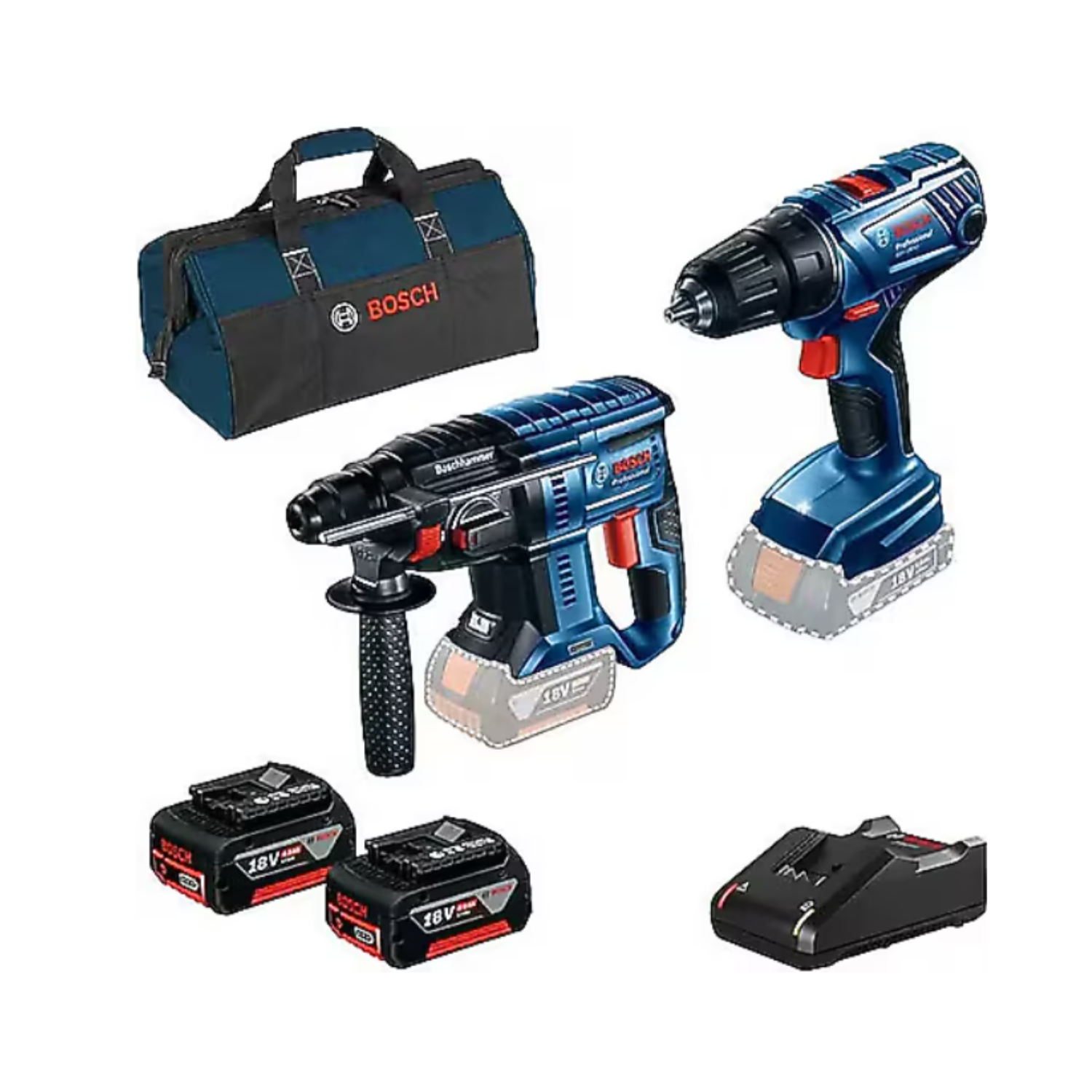 Bosch Gbh 180+Gsr 180+2X18v 4.0+Gal+Bag 0615990M31